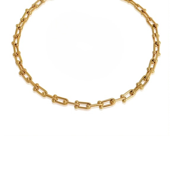 18K Gold Plated Hardwear Graduated Link Necklace*U Link Chain*Waterproof - Picture 6 of 7